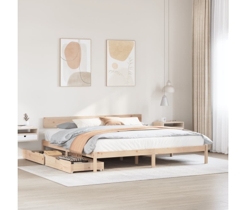 Estructura de cama sin colchón madera maciza de pino 180x200 cm