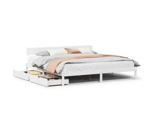 Cama sin colchón madera maciza de pino blanca 180x200 cm