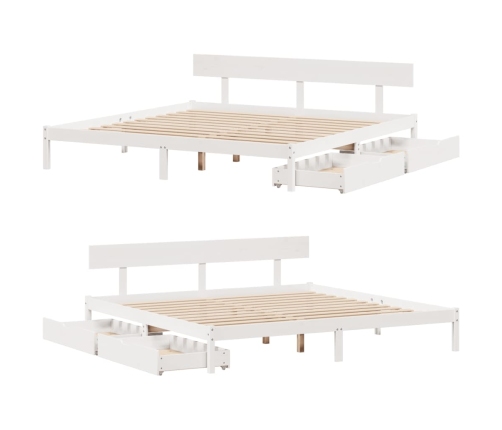Cama sin colchón madera maciza de pino blanca 180x200 cm