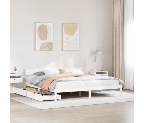 Cama sin colchón madera maciza de pino blanca 180x200 cm