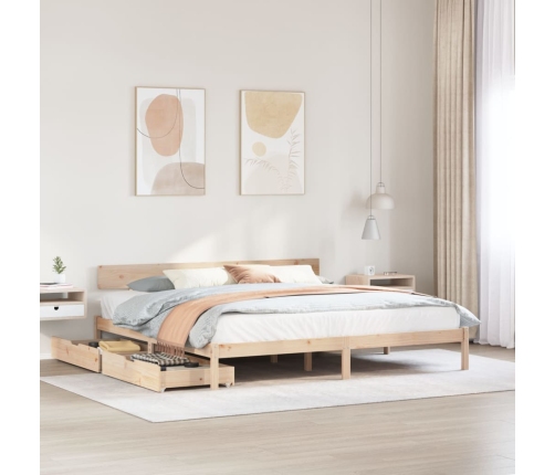 Estructura de cama sin colchón madera maciza de pino 200x200 cm