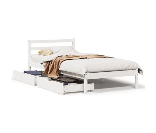 Estructura de cama sin colchón madera maciza blanca 75x190 cm