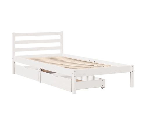 Estructura de cama sin colchón madera maciza blanca 75x190 cm