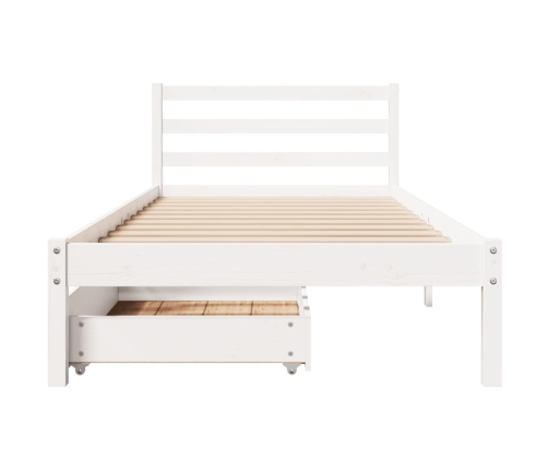 Estructura de cama sin colchón madera maciza blanca 75x190 cm