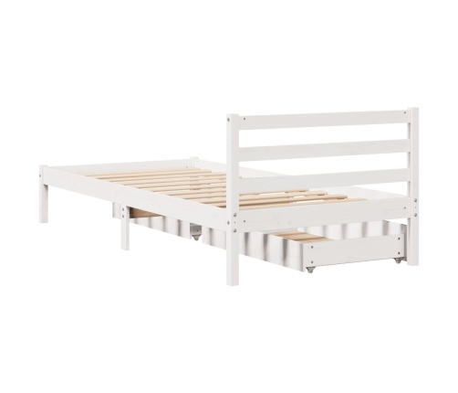 Estructura de cama sin colchón madera maciza blanca 75x190 cm