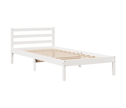 Estructura de cama sin colchón madera maciza blanca 75x190 cm