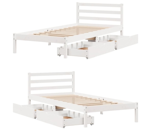 Estructura de cama sin colchón madera maciza blanca 75x190 cm