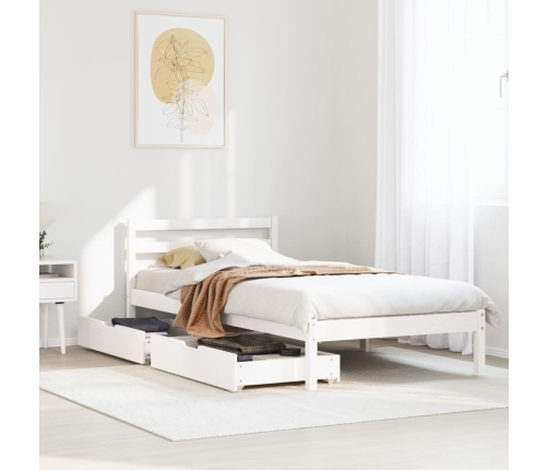 Estructura de cama sin colchón madera maciza blanca 75x190 cm