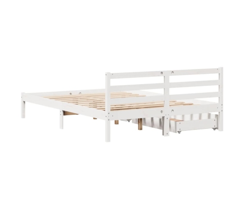 Estructura de cama sin colchón madera maciza blanca 120x190 cm