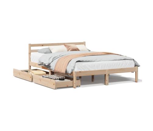 Estructura de cama sin colchón madera maciza de pino 135x190 cm