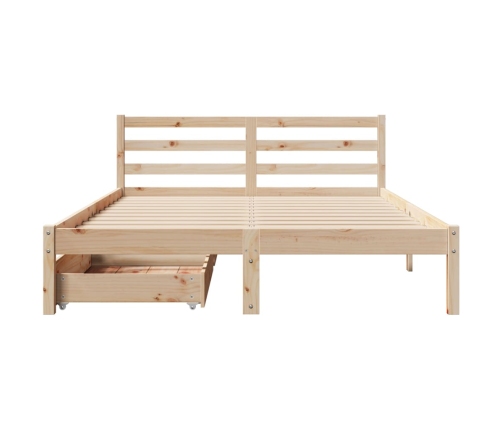 Estructura de cama sin colchón madera maciza de pino 135x190 cm