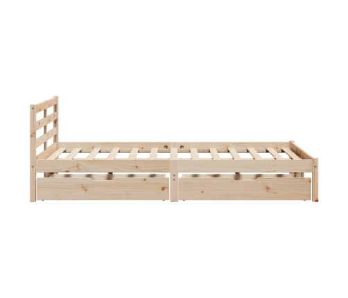 Estructura de cama sin colchón madera maciza de pino 135x190 cm