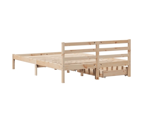 Estructura de cama sin colchón madera maciza de pino 135x190 cm