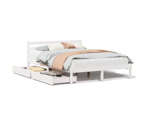 Estructura de cama sin colchón madera de pino blanca 140x190 cm