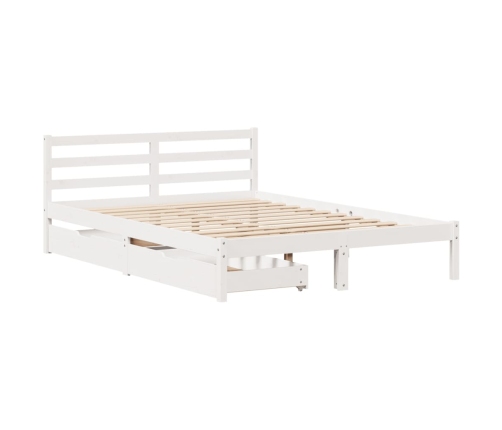 Estructura de cama sin colchón madera de pino blanca 140x190 cm