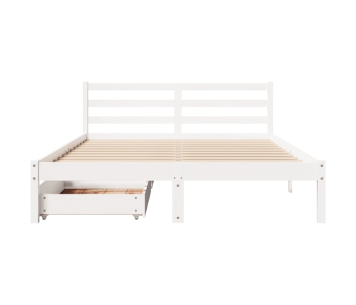 Estructura de cama sin colchón madera de pino blanca 140x190 cm