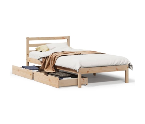 Estructura de cama sin colchón madera maciza de pino 90x200 cm