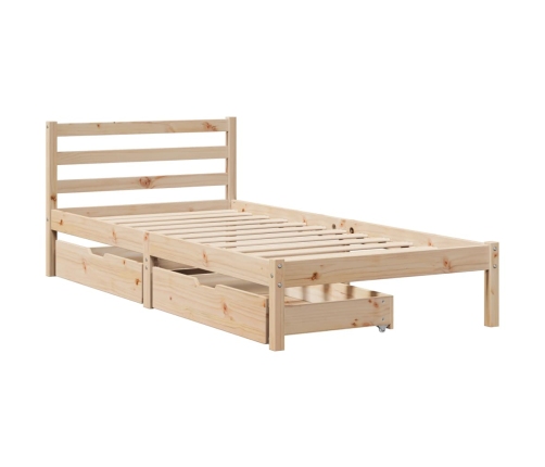 Estructura de cama sin colchón madera maciza de pino 90x200 cm