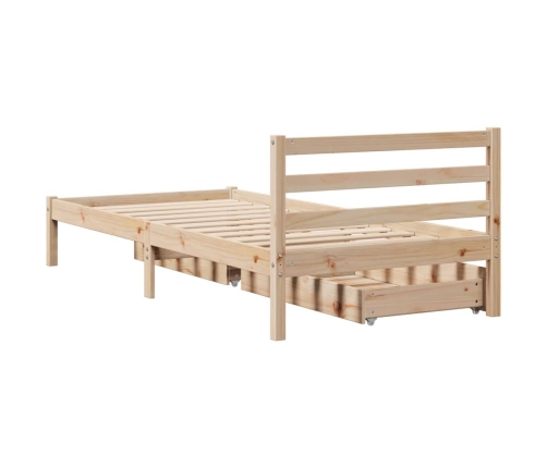 Estructura de cama sin colchón madera maciza de pino 90x200 cm