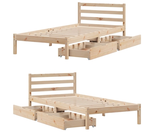 Estructura de cama sin colchón madera maciza de pino 90x200 cm