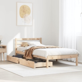 Estructura de cama sin colchón madera maciza de pino 90x200 cm