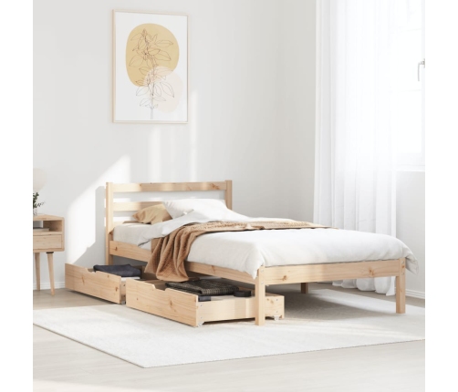 Estructura de cama sin colchón madera maciza de pino 100x200 cm