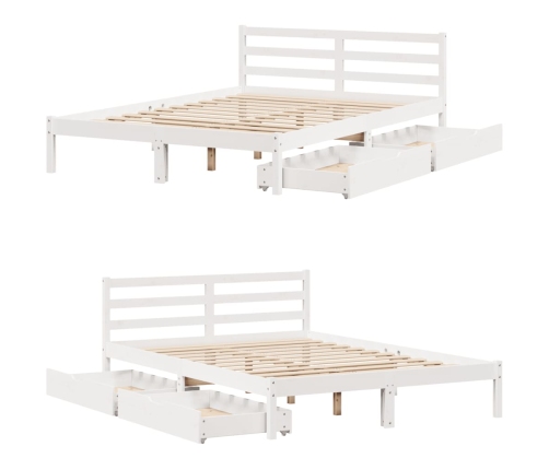 Estructura de cama sin colchón madera de pino blanca 140x200 cm