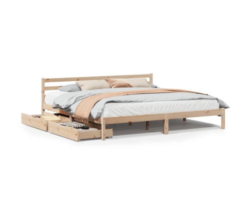 Estructura de cama sin colchón madera maciza de pino 180x200 cm