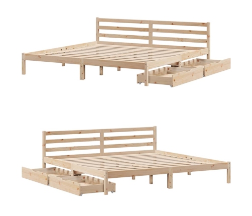 Estructura de cama sin colchón madera maciza de pino 180x200 cm