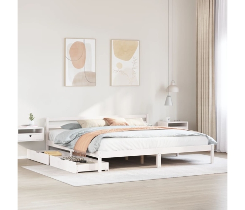 Cama sin colchón madera maciza de pino blanca 180x200 cm