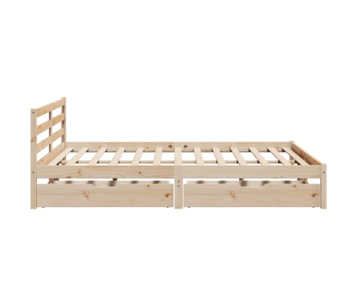 Estructura de cama sin colchón madera maciza de pino 200x200 cm