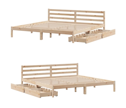 Estructura de cama sin colchón madera maciza de pino 200x200 cm