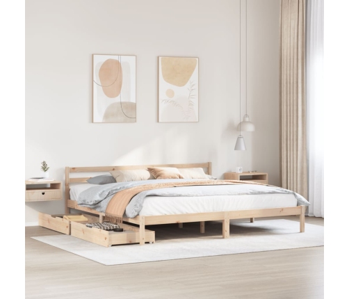 Estructura de cama sin colchón madera maciza de pino 200x200 cm