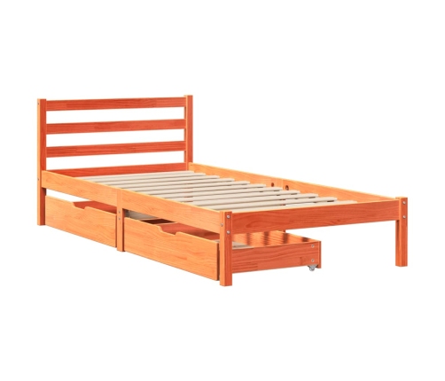 Estructura de cama sin colchón madera maciza marrón 75x190 cm