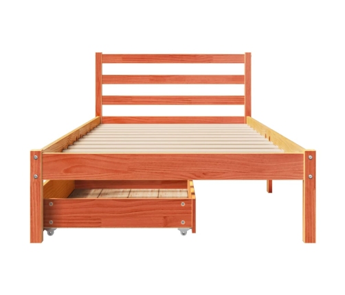 Estructura de cama sin colchón madera maciza marrón 75x190 cm