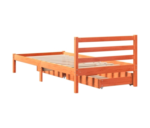 Estructura de cama sin colchón madera maciza marrón 75x190 cm