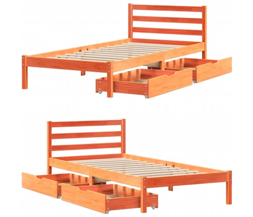 Estructura de cama sin colchón madera maciza marrón 75x190 cm