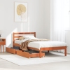 Estructura de cama sin colchón madera maciza marrón 75x190 cm