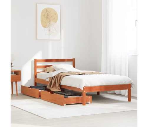 Estructura de cama sin colchón madera maciza marrón 75x190 cm