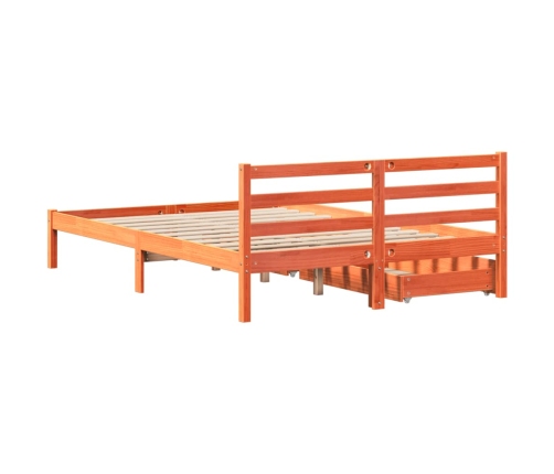 Cama sin colchón madera maciza de pino marrón cera 120x200 cm