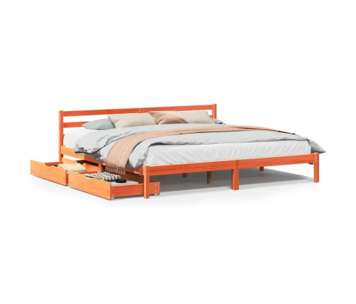 Cama sin colchón madera maciza de pino marrón cera 180x200 cm