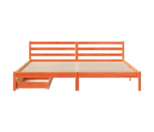 Cama sin colchón madera maciza de pino marrón cera 180x200 cm