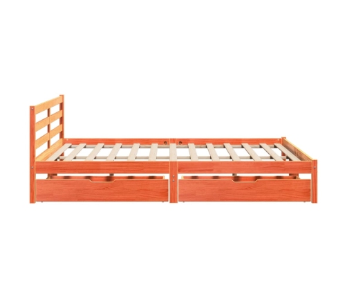 Cama sin colchón madera maciza de pino marrón cera 180x200 cm