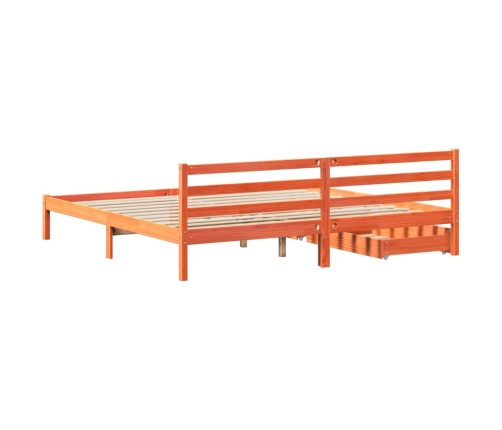Cama sin colchón madera maciza de pino marrón cera 180x200 cm