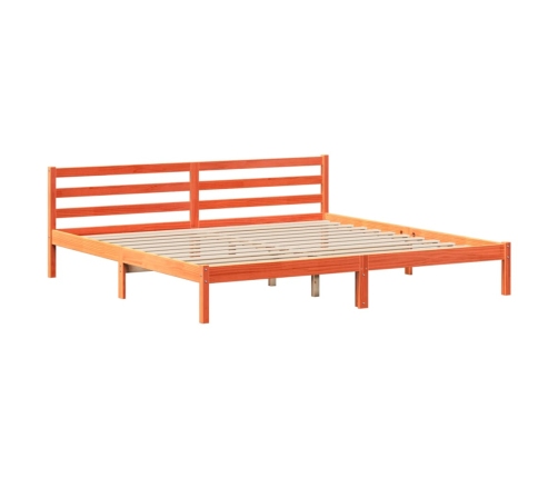 Cama sin colchón madera maciza de pino marrón cera 200x200 cm