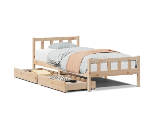 Estructura de cama sin colchón madera maciza pino 75x190 cm