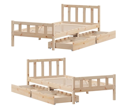Estructura de cama sin colchón madera maciza pino 75x190 cm