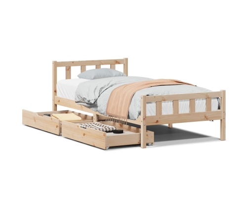 Estructura de cama sin colchón madera maciza de pino 90x190 cm