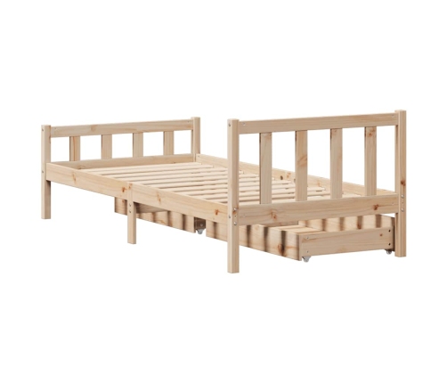 Estructura de cama sin colchón madera maciza de pino 90x190 cm