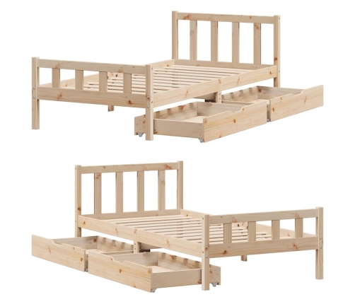 Estructura de cama sin colchón madera maciza de pino 90x190 cm